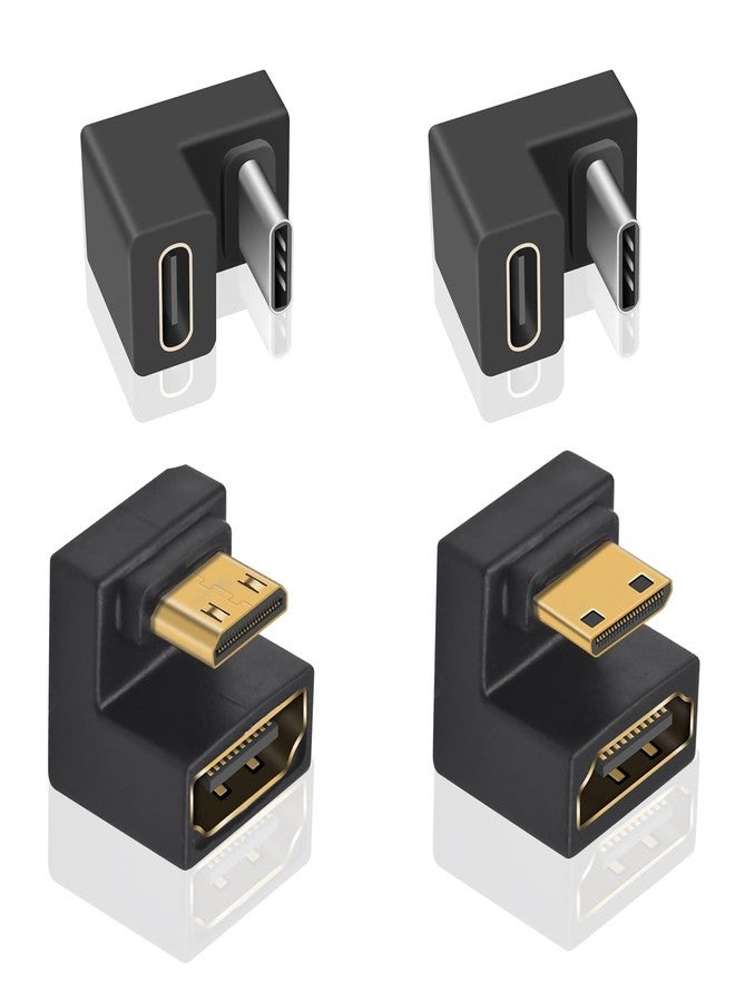 Duttek 8K 180 Degree Mini HDMI to HDMI 2.1 Adapter (Up&Down), 180 Degree USB C to USB C Adapter 10Gbps for Portable Monitor, Laptop, Tablet (4 Pack - Image 1